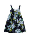 Girls Hawaiian Dress Wide Strap Elastic Back White Tiare Black