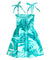 Monstera Paradise Girls’ Hawaiian Smocked Dress Aqua
