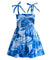 Monstera Paradise Girls’ Hawaiian Smocked Dress Blue