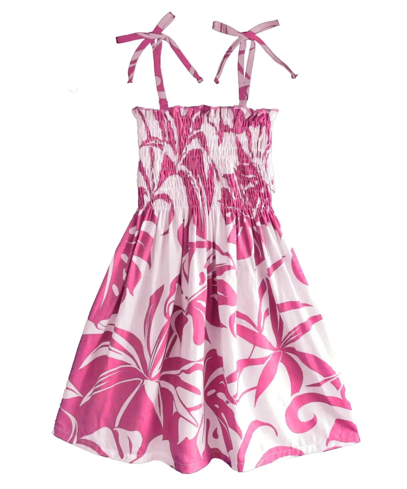 Girl's Hawaiian Smocked Top Dress Makena Pink / 4 Girl's Hawaiian Smocked Top Dress Makena Pink / 4