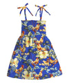 Roosters Up Girls Hawaiian Dress Smocked Top Navy