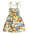Roosters Up Girls Hawaiian Dress Smocked Top White