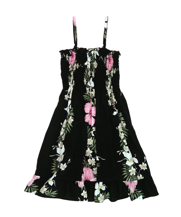 Hibiscus Leis Girls Hawaiian Smock Dress with Ruffle