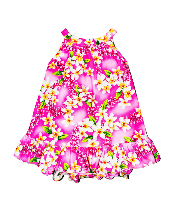 Mini Plumeria Leis Baby Girl Halter 2PC Set