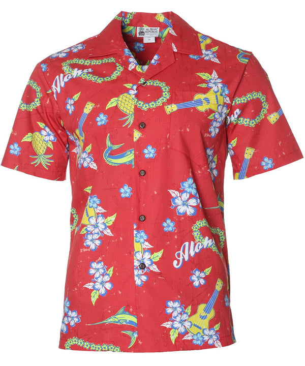 Hawaii Luau Aloha Shirt Red