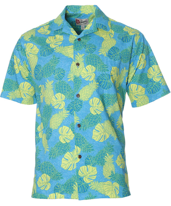 Pineapples Monstera Hawaiian Shirt Turquoise