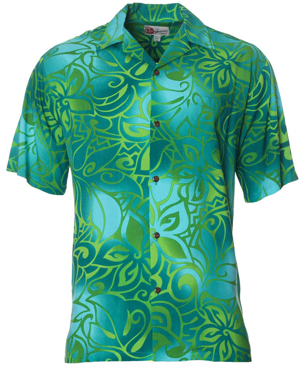 Tribal Tiare Aloha Shirt Green