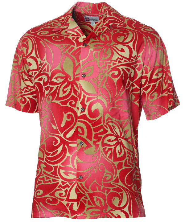 Tribal Tiare Aloha Shirt Red