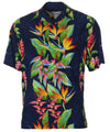 Hawaiian Shirt Birds of Paradise Panel Navy