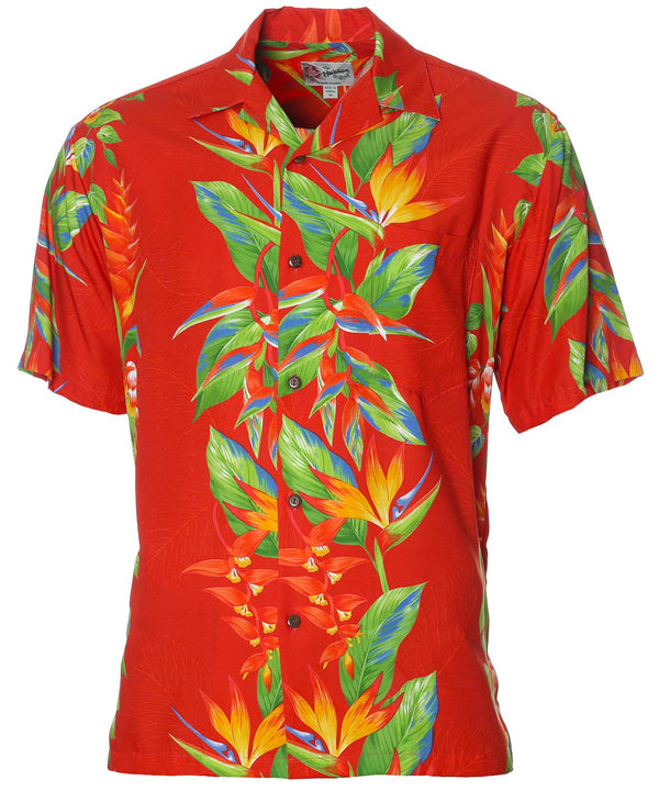 Hawaiian Shirt Birds of Paradise Panel Red
