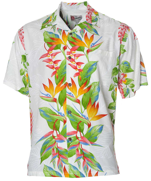 Hawaiian Shirt Birds of Paradise Panel White