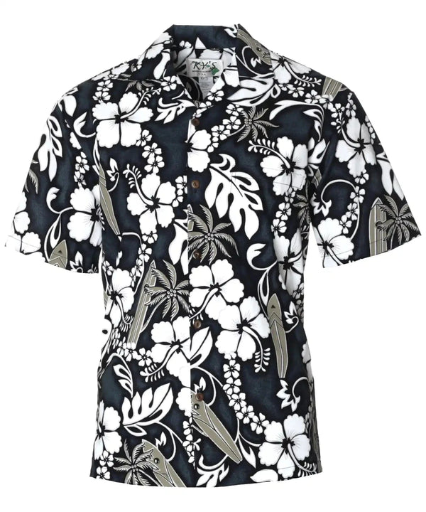 Vintage Surfboard Aloha Shirt Gray