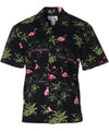 Hawaiian Shirt Flamingo Ohana Black