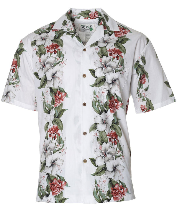 Island Leis Aloha Shirt White