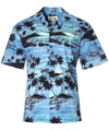 Men's Hawaiian Shirt Airplanes Diamond Head Blue