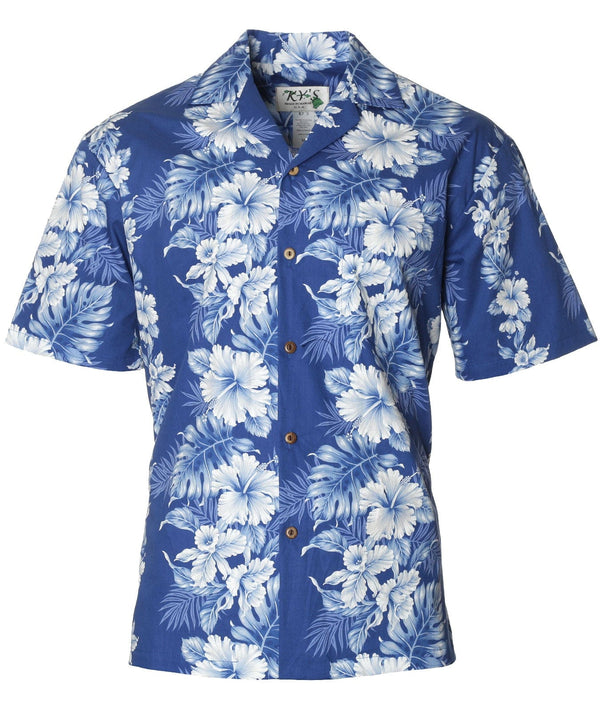 Hawaiian Aloha Shirt Haku Laape Royal