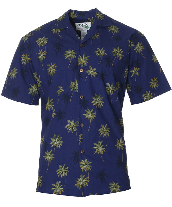 Island Palm Trees Hawaiian Shirt Navy