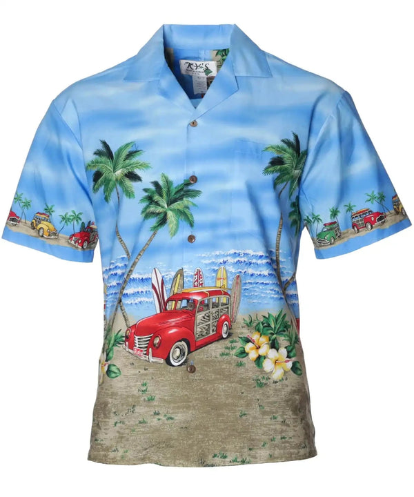 Sweet-Ride Woody Hawaiian Border Shirt Blue