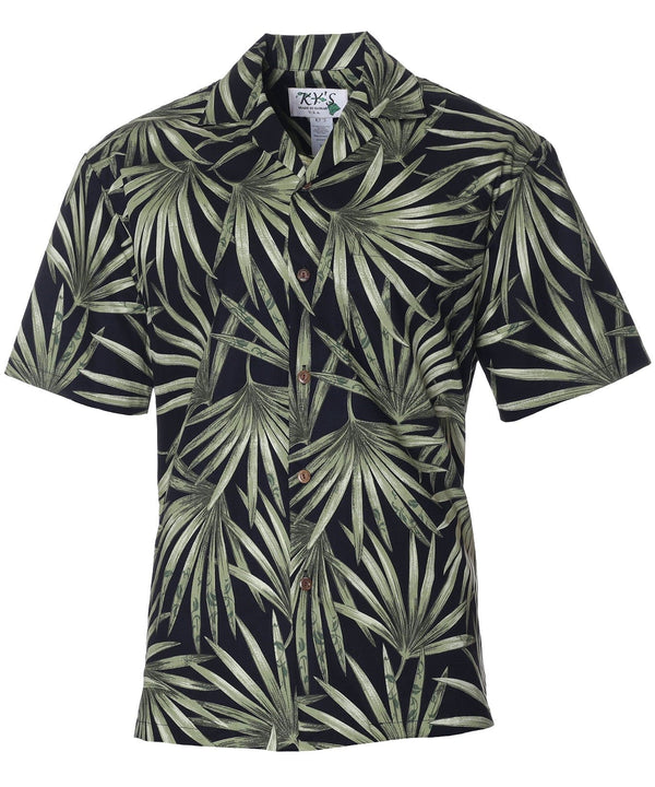 Fan Palms Hawaiian Shirt Black