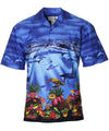 Ocean Dolphins Adventures Hawaiian Border Shirt Navy