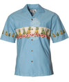 Chest Border Aloha Shirt Island Pineapples Blue