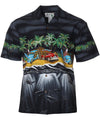 Chest Border Aloha Shirt Magical Beach Black