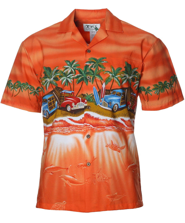 Chest Border Aloha Shirt Magical Beach Orange