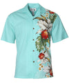 Side Band Design Orchids Koloa Aloha Shirt Aqua