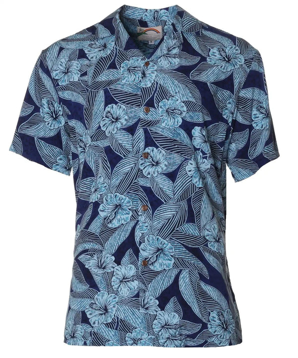 Hawaiian Shirt Hibiscus Twilight Turquoise