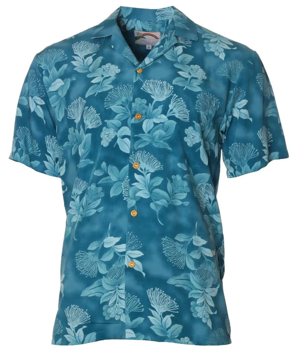 Aloha Shirt Ohia Turquoise Turquoise