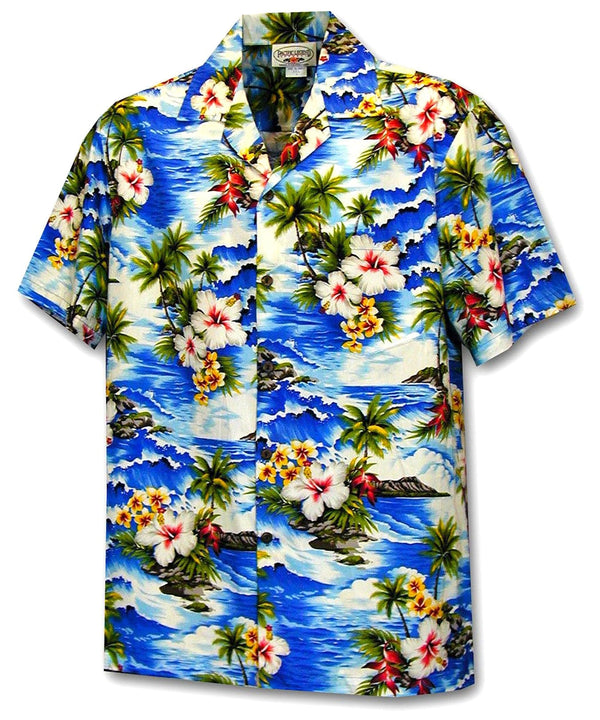 Hookipa Hibiscus Aloha Shirt Blue
