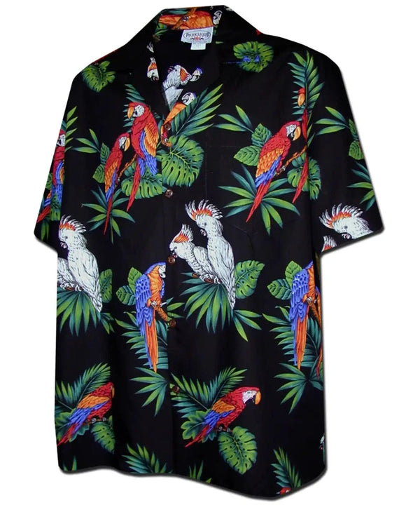 Hawaiian Shirt Parrot's Island Black