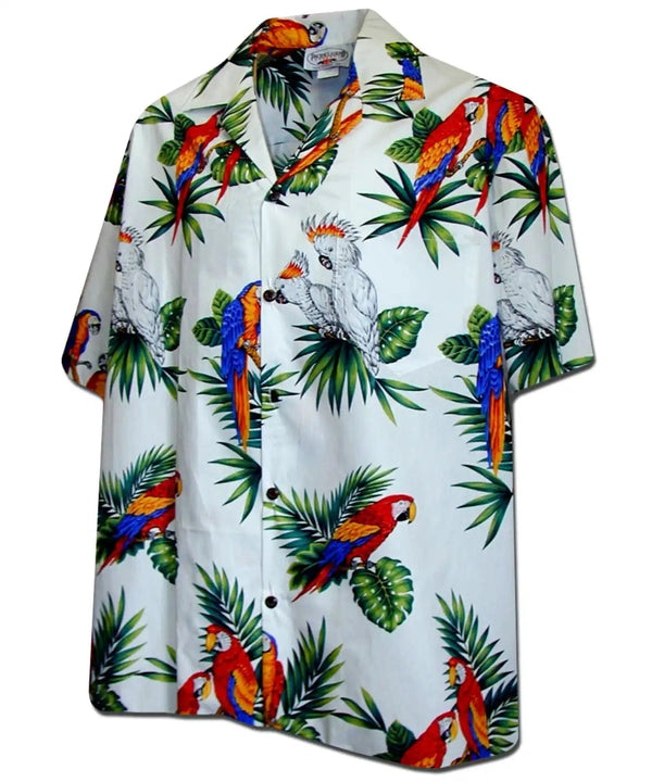 Hawaiian Shirt Parrot's Island White