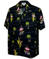 Flamingos & Palms Hawaiian Shirt Black