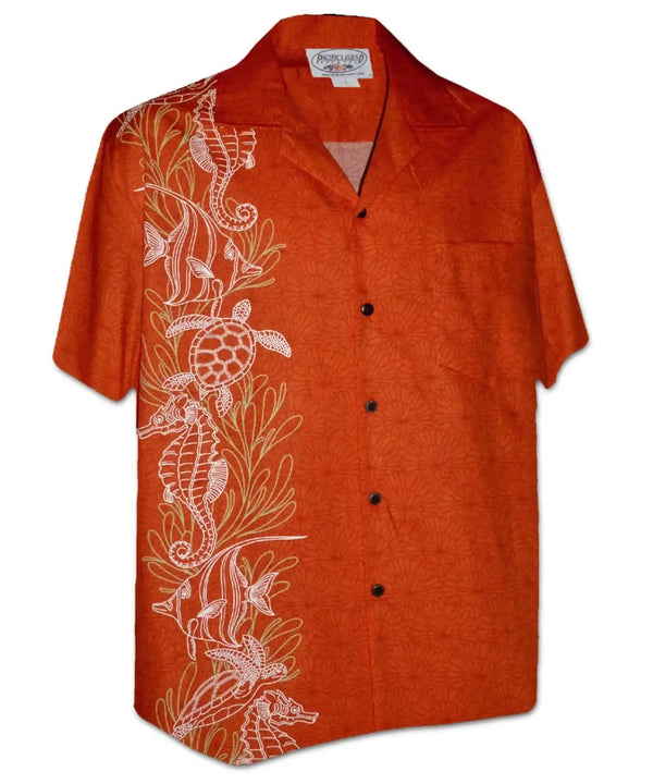 Side Panel Ocean Treasures Hawaiian Shirt Orange