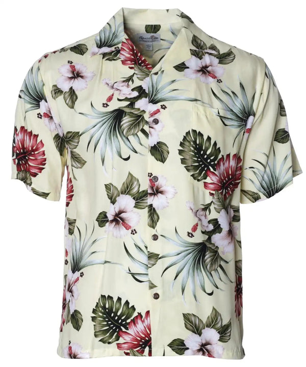 Lahaina Hibiscus Aloha Rayon Shirt Yellow