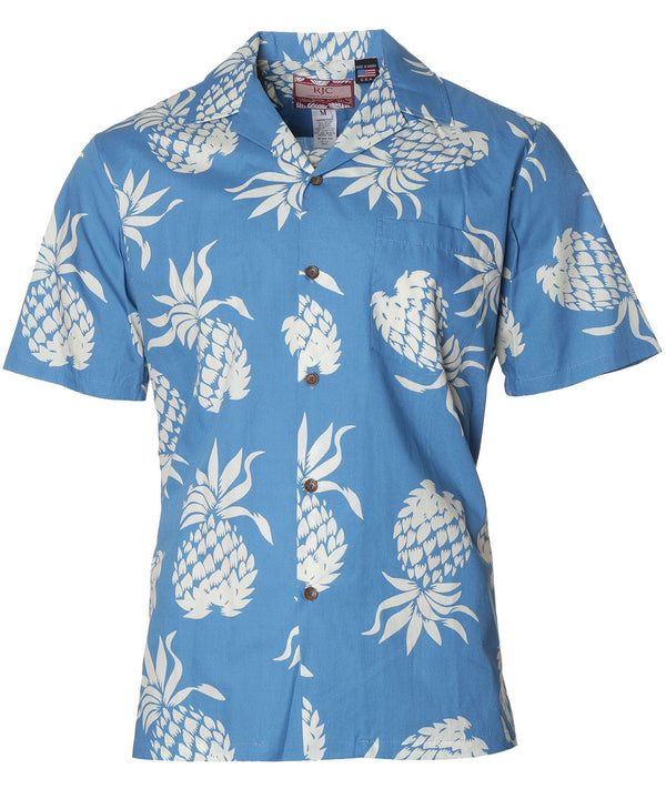 Aloha Shirt Lanai Pineapples Light Blue