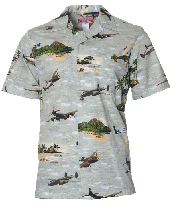 Spitfire Pacific Airplanes Aloha Shirt Khaki