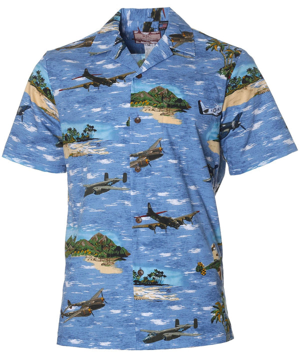 Spitfire Pacific Airplanes Aloha Shirt Navy