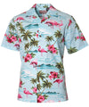 Tropical Flamingos Men's Shirt Light Blue