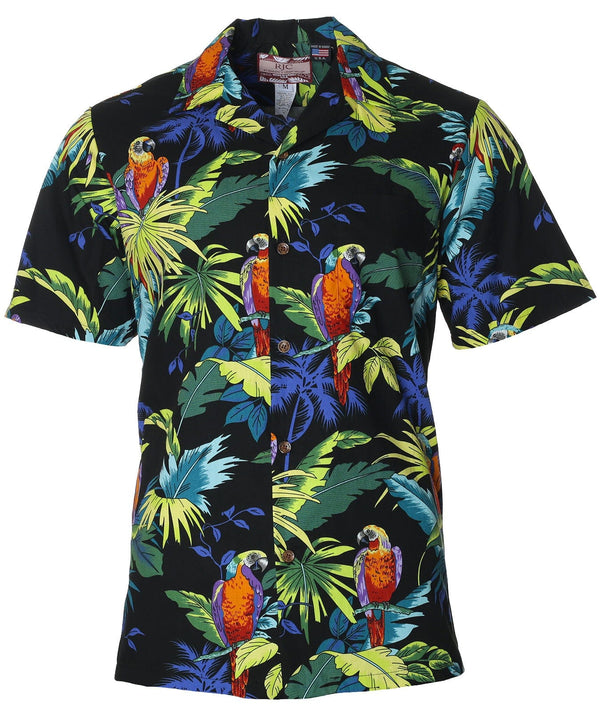 Parrots Paradise Black Hawaiian Shirt Black RJC