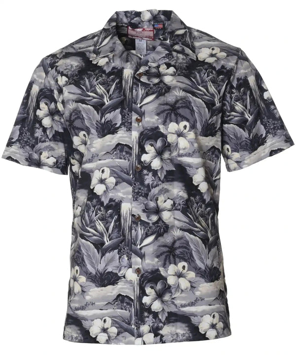 Tropical Falls Hawaiian Shirt Black
