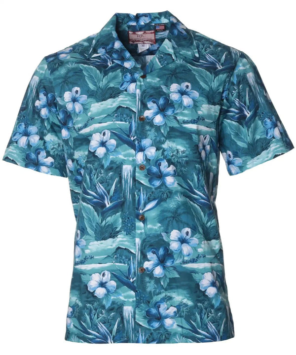 Tropical Falls Hawaiian Shirt Jade