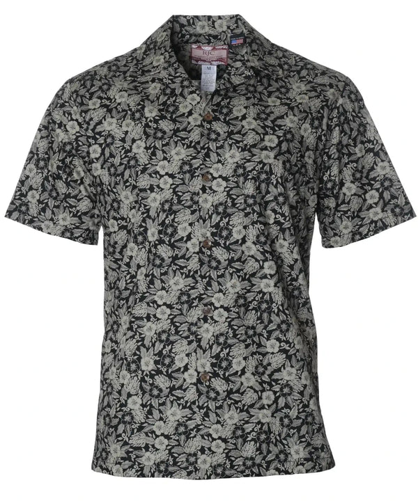 Hawaiian Shirt Hibiscus Kulakane Black