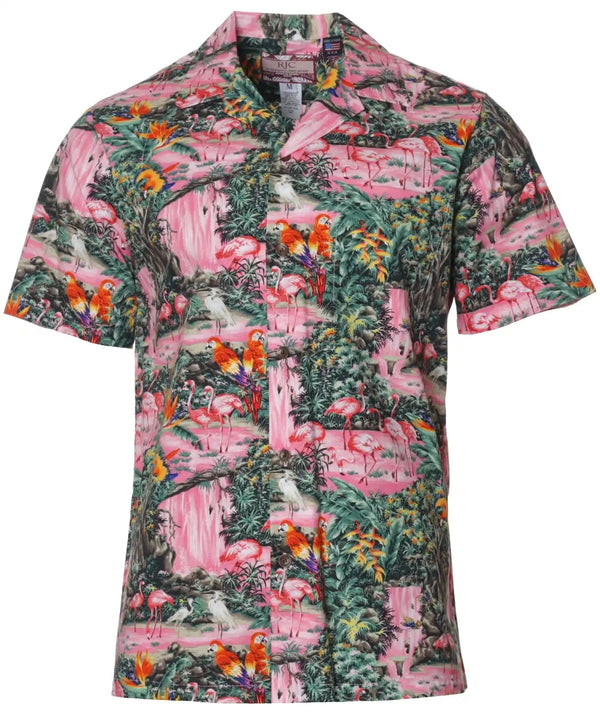 Parrots & Flamingos Aloha Shirt Pink