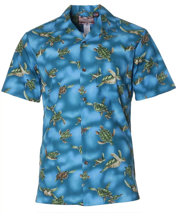 Pacific Honu Bale Aloha Shirt Turquoise