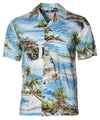 Hana Hou Men Aloha Rayon Shirt Blue