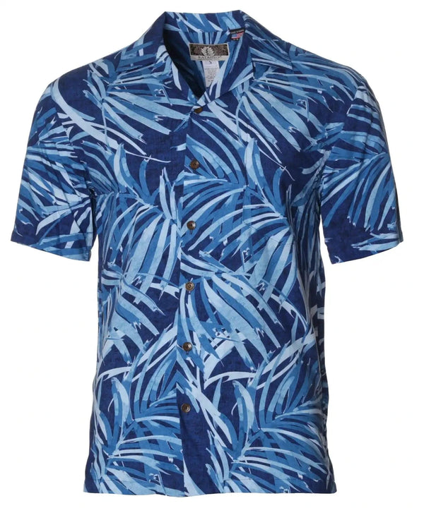 Watercolor Palms Aloha Shirt Navy