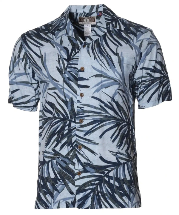 Watercolor Palms Aloha Shirt Silver