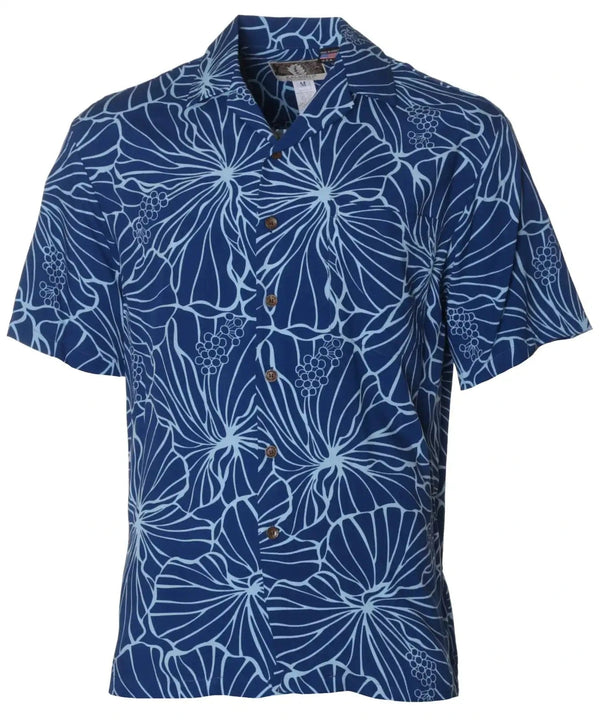 Mega Hibiscus Hawaiian Shirt Rayon Poplin